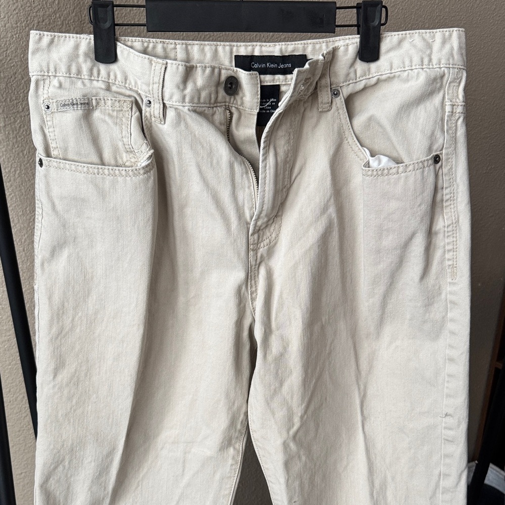Calvin Klein Jeans Cream Denim Trousers